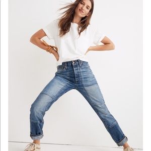 High rise slim boyjeans: thigh patch edition NWT